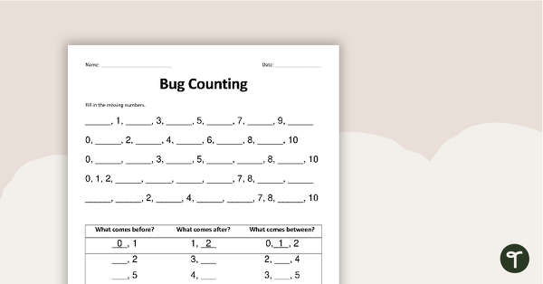 Go to 1-10 Bug Counting Worksheet teaching resource