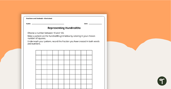 Go to Representing Hundredths Worksheet teaching resource