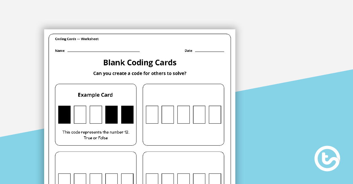 Blank Binary Coding Cards - Worksheet teaching-resource