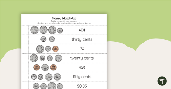 Go to Money Match-Up Activity (US Currency) teaching resource