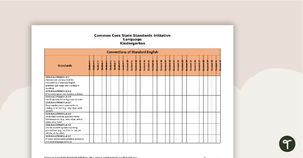 Go to Common Core State Standards Progression Trackers - Kindergarten - Language teaching resource