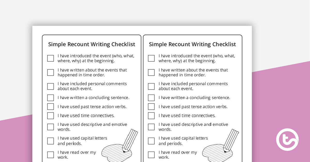 Personal Narrative Checklist Pack teaching-resource