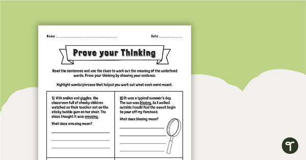 Go to Finding Word Meaning In Context - Prove Your Thinking Worksheet teaching resource