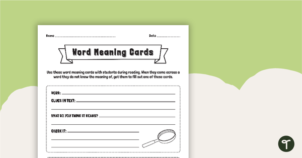 Go to Finding Word Meaning In Context - Word Meaning Cards teaching resource