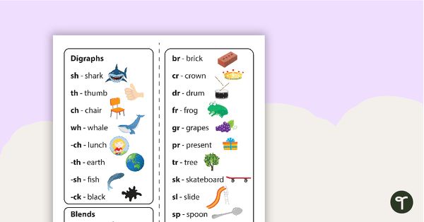 Go to Common Blends and Digraphs Bookmarks teaching resource