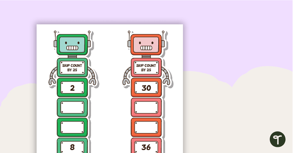 Go to Skip Counting Robot Strips - 2s, 5s, and 10s teaching resource