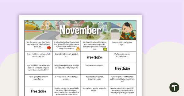 Go to November Writing Prompts - Lower Primary teaching resource