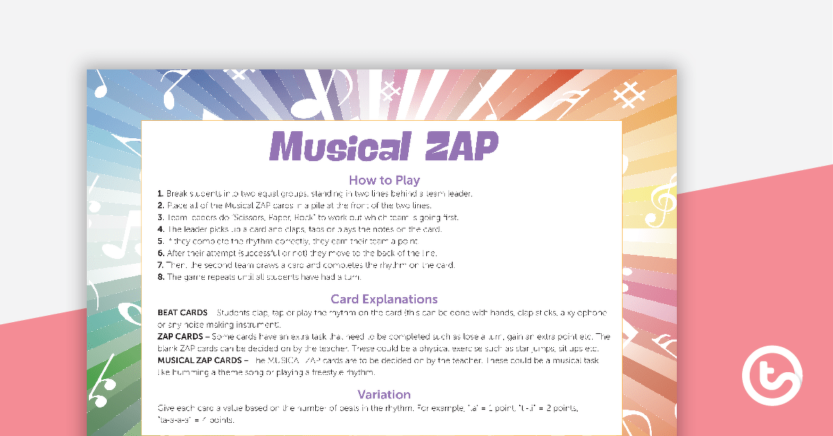 Musical ZAP Game - Notes Only teaching-resource