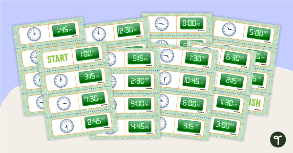 Go to Time Dominoes - Half, Quarter, and Hour Intervals teaching resource