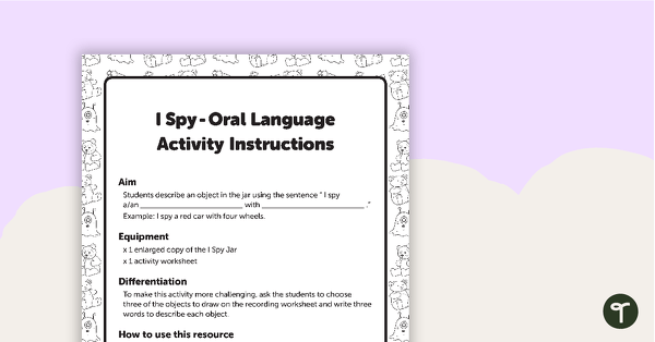 Go to I Spy - Oral Language Activity teaching resource