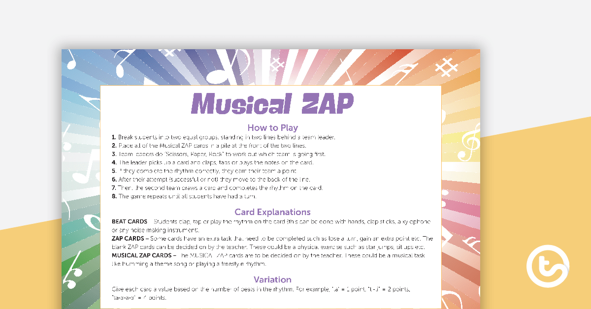 Musical ZAP Game - Notes with Rhythm Syllables teaching-resource