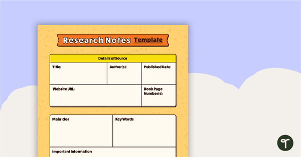 Go to Research Notes Template teaching resource