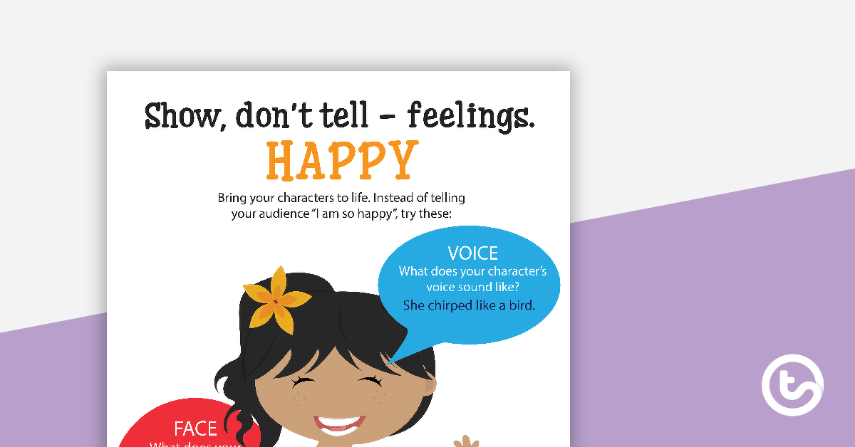 Developing Characters Poster Pack - Show, Don't Tell Feelings teaching-resource