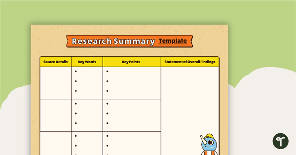 Go to Research Summary Template teaching resource