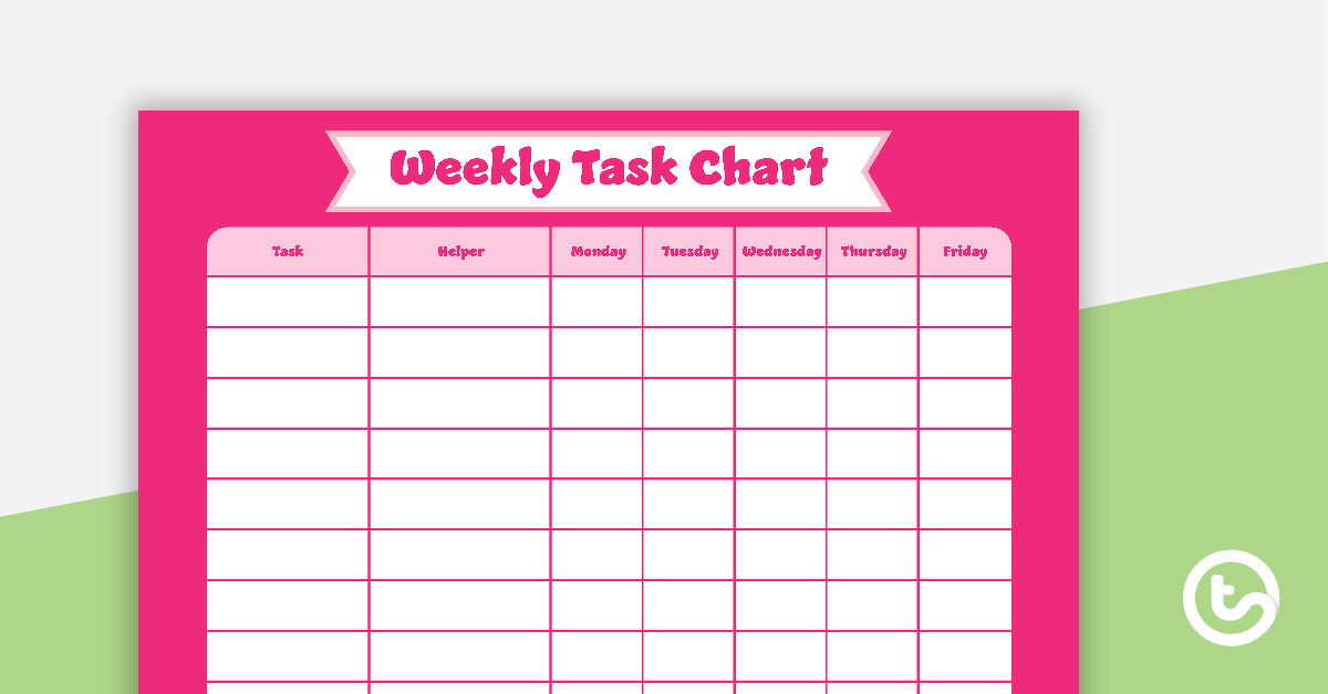 Plain Pink - Weekly Task Chart teaching-resource