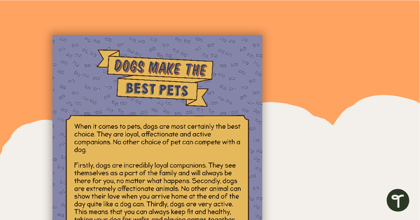 Go to Sequencing Activity - Dogs Make the Best Pets (Opinion Text) teaching resource