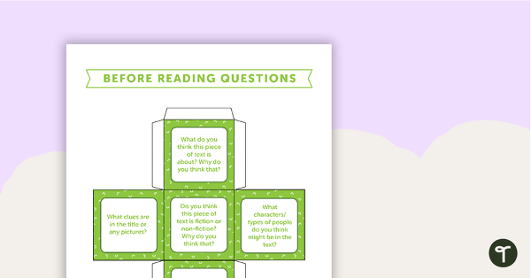 Go to Before, During and After Reading Non-Fiction Questions - Dice teaching resource