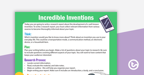 Go to 5 Research Report Prompt Stimulus Sheets teaching resource