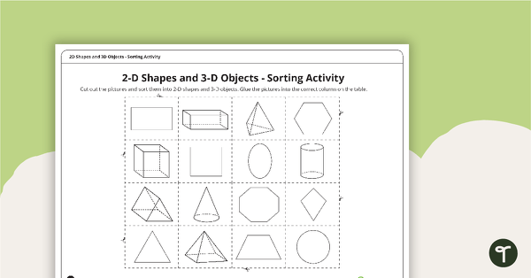 Go to 2D and 3D Shapes - Cut and Paste Worksheet teaching resource