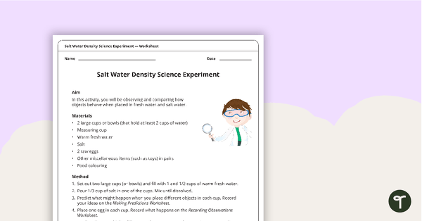 Go to Salt Water Density Experiment teaching resource