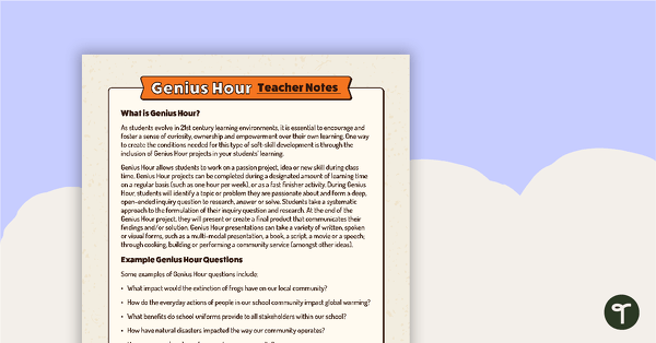 Go to Genius Hour Teacher Notes teaching resource