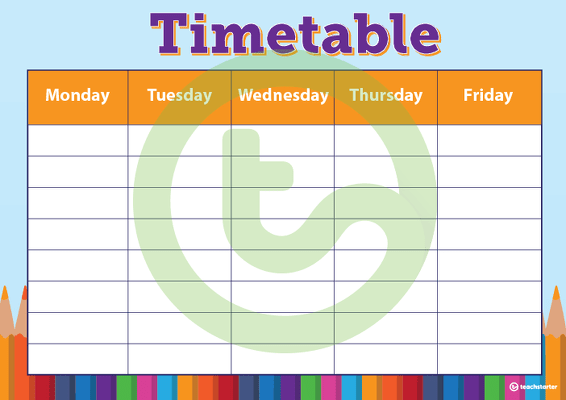 Pencils - Weekly Timetable teaching-resource