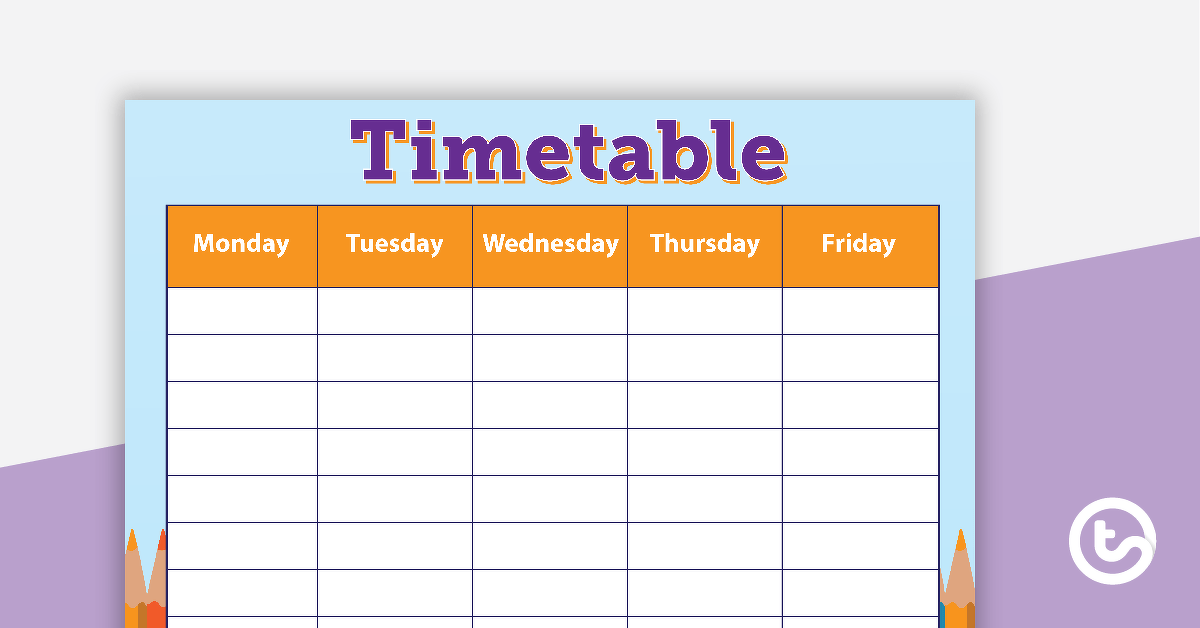 Pencils - Weekly Timetable teaching-resource