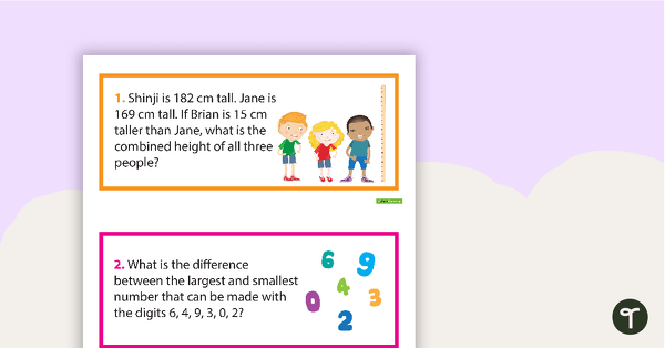 Go to Maths Word Problem Cards – Addition and Subtraction – Middle Primary teaching resource