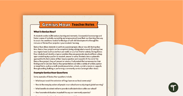 Go to Genius Hour Teacher Notes teaching resource