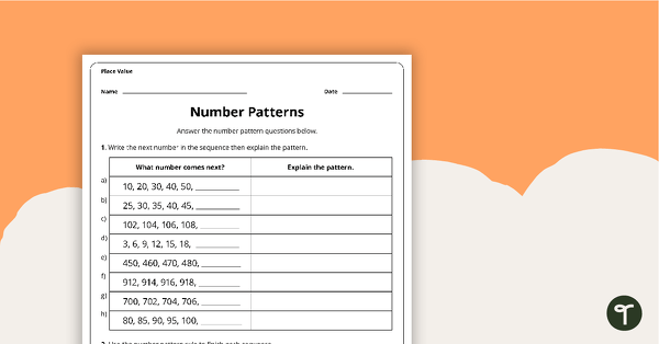 Go to Number Patterns - Worksheet teaching resource