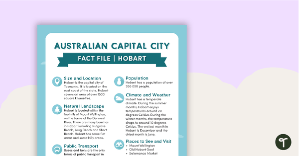 Go to Natural and Human Features of Australia - Hobart Fact File teaching resource