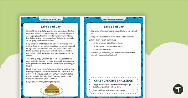 Go to Comprehension Task Cards - Recognizing Cause And Effect teaching resource