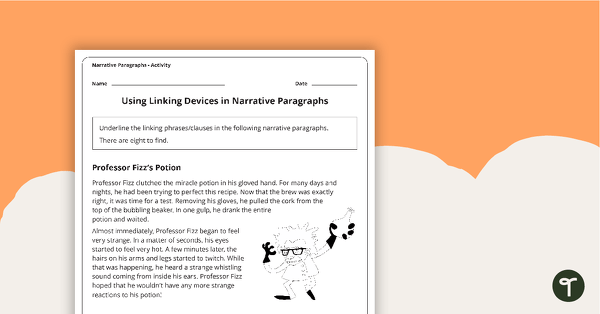 Go to Using Linking Devices in Narrative Paragraphs Worksheets teaching resource