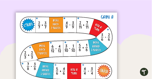 Go to Adding and Subtracting Fractions Game teaching resource