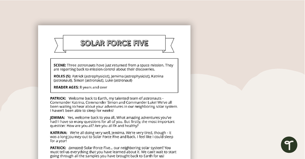 Go to Readers' Theater Script - Solar Force Five teaching resource