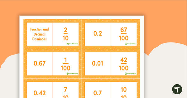 Go to Fraction and Decimal Dominoes – Tenths and Hundredths teaching resource