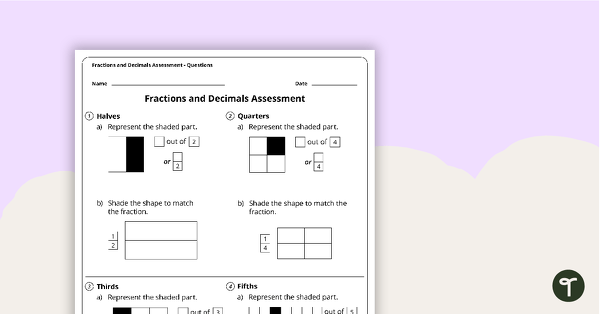 Go to Fractions and Decimals Assessment teaching resource