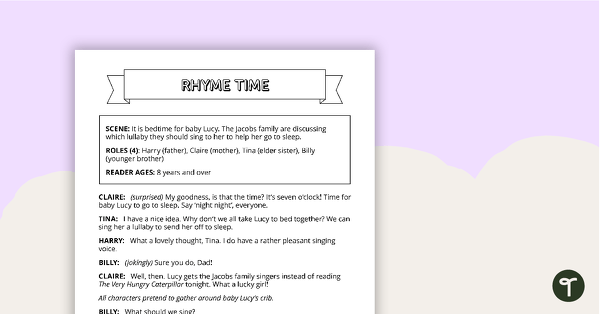 Go to Readers' Theater Script - Rhyme Time teaching resource