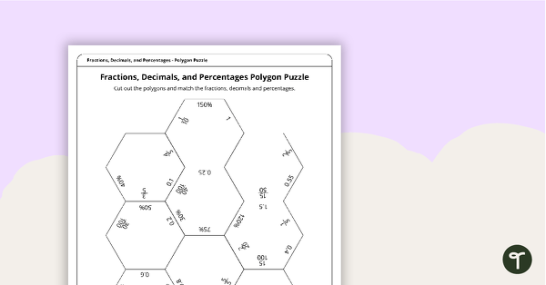 Go to Polygon Puzzle - Fractions, Decimals, and Percentages teaching resource