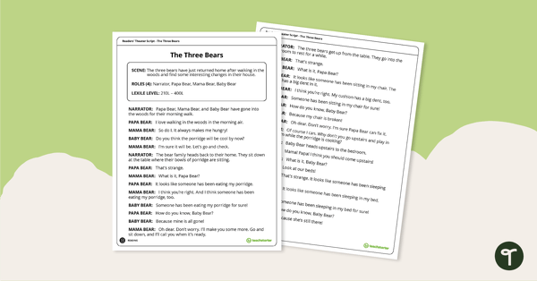 Go to Readers' Theater Script - The Three Bears teaching resource