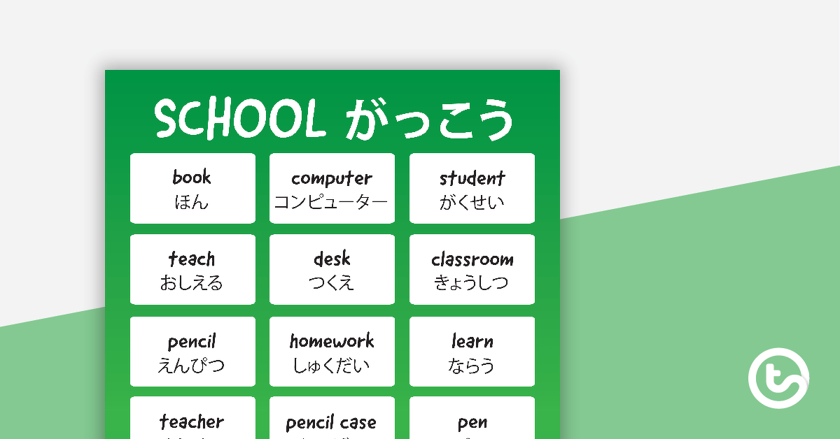 Hiragana School Words Poster teaching-resource