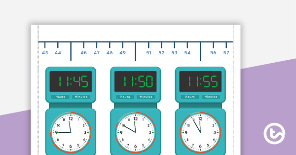 Go to Time Number Line (5-Minute Increments) teaching resource