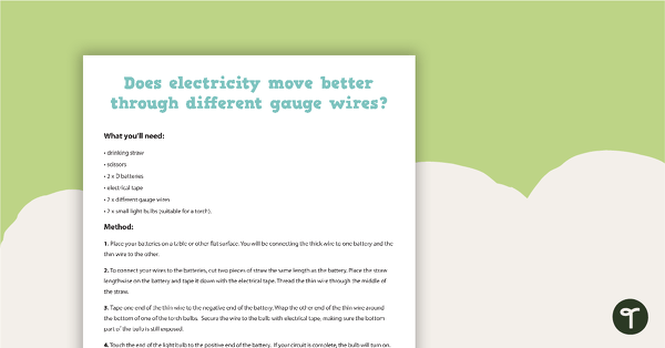 Go to Electricity Experiment teaching resource