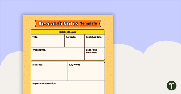 Go to Research Notes Template teaching resource