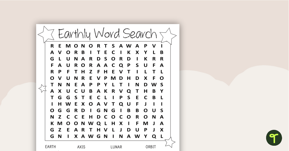 Earthly Word Search with Answers teaching-resource