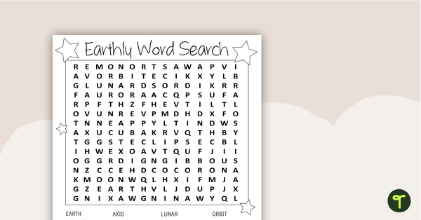 Go to Earthly Word Search with Answers teaching resource