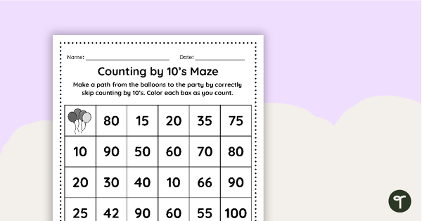 Go to Counting by 10's Maze teaching resource