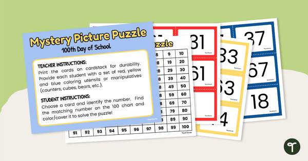 Go to 100 Chart Mystery Picture Puzzle teaching resource