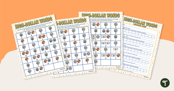 Go to High Dollar Words Worksheet-Spelling Center teaching resource