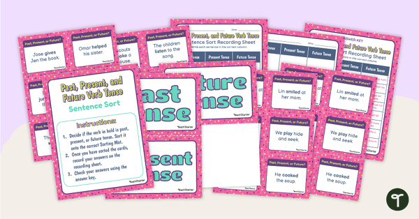 Go to Past, Present, and Future Verb Tense Sentence Sort teaching resource